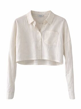 CI Sono White Linen Blend Crop Top - S